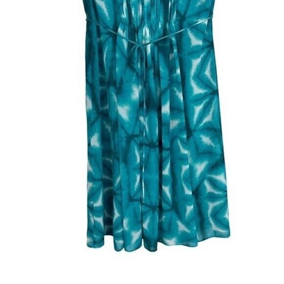 Calvin Klein Dress Sz 4 Pleated Bust Laguna Blue Green White Tie Dye Womens - Picture 4 of 9